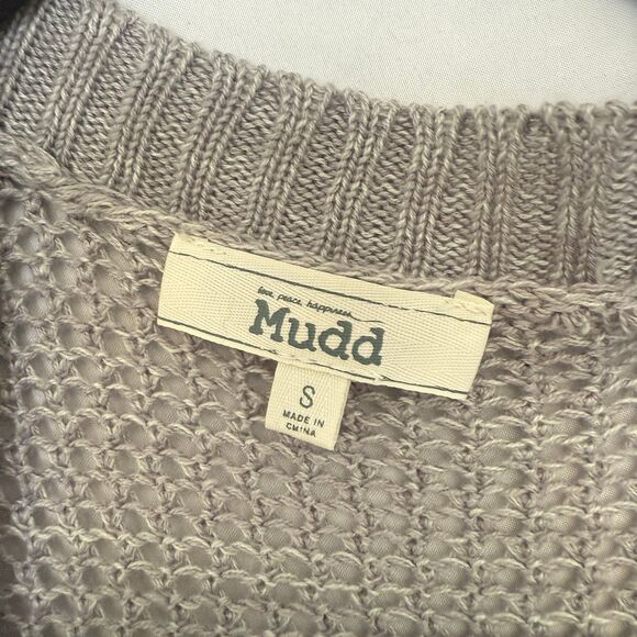 Mudd Grey Cardigan Sweater Loose Knit Front Pockets Baggy Size Junior's Small - Picture 2 of 8